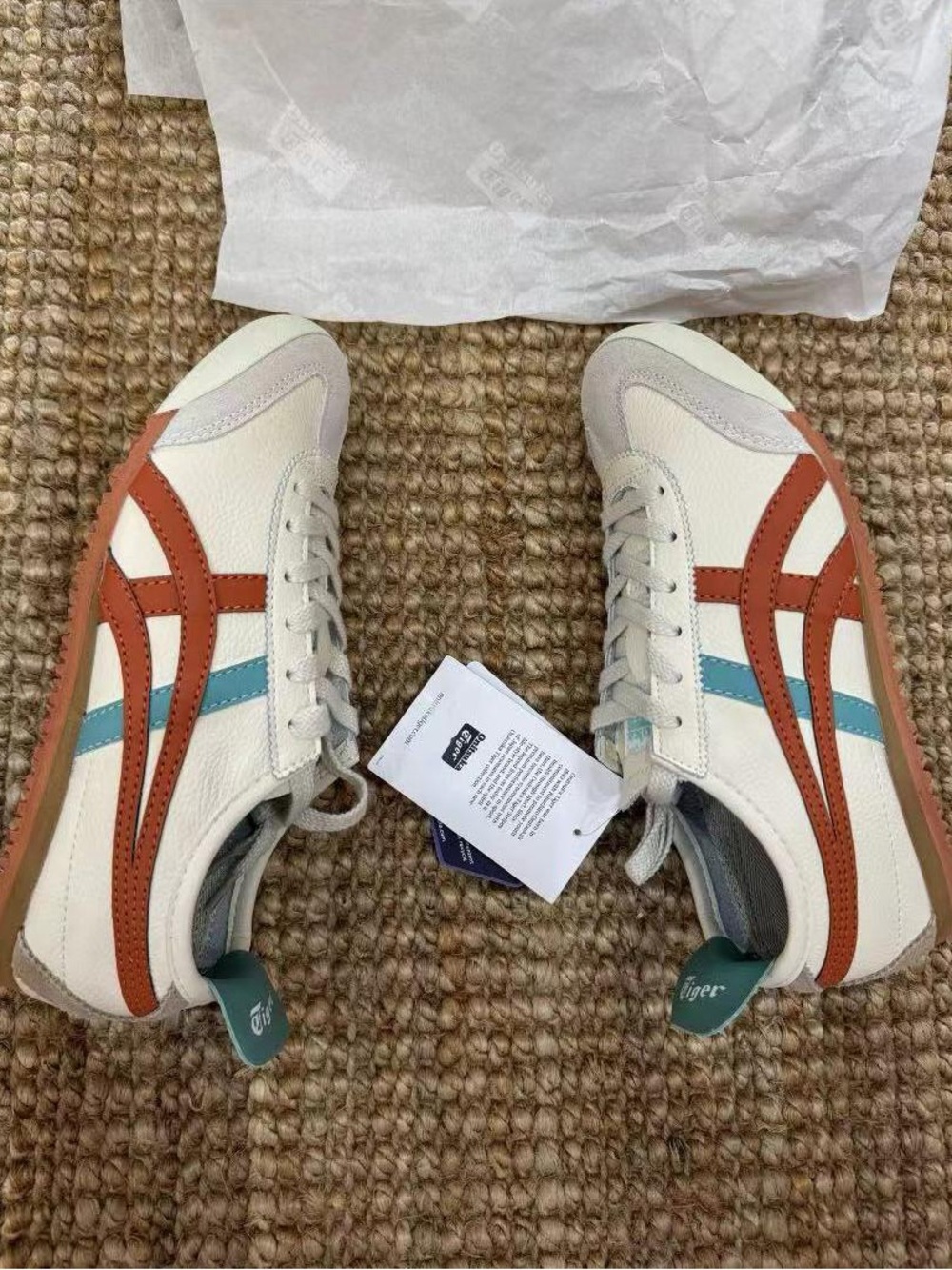 Classic Women's White Sneakers with Rust and Teal Details - Picture 5 of 6